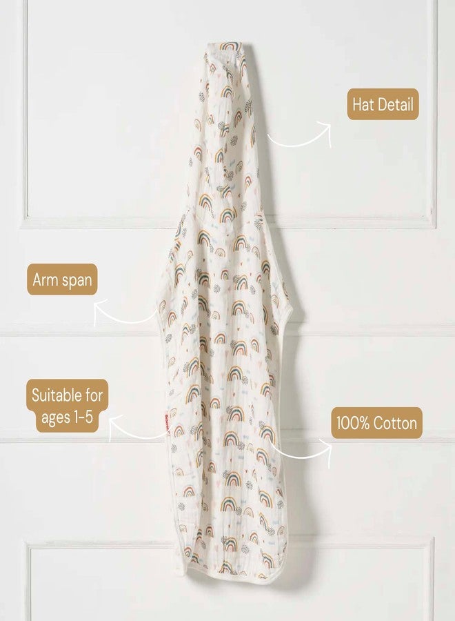 BEBELOP 100% Cotton Muslin Baby Bath Poncho - Soft & Absorbent Hooded Towel for Infants & Toddlers, Lightweight and Breathable, Baby Shower (Rainbow) - Image 2